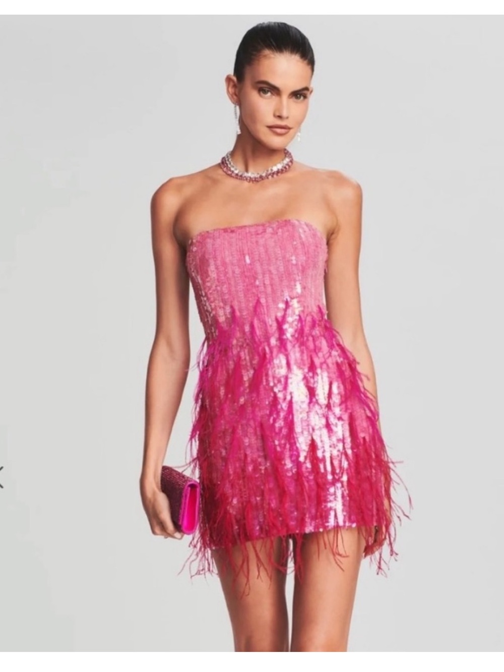Retrofete Anastasia Sequin Feather Dress